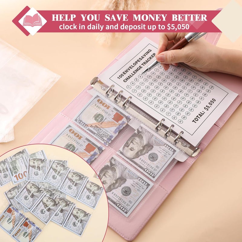 NICOOTH 100 Envelopes Money Saving Binder A5 Savings Challenge Book Easy and Fun Way to Save $5050 - Image 4